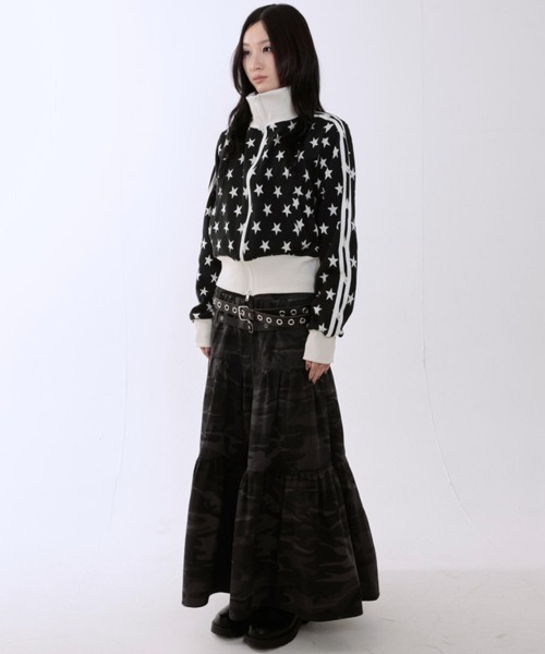 runningHIGH(ランニングハイ)の「【runningHIGH】STAR JACQUARD ZIP UP JACKET / 【ランニングハイ】スタージャガードジップアップジャケット(ジャージ・レディース・ブラック/グレー・ONE SIZE)」の3枚目の写真