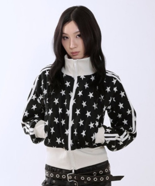 runningHIGH(ランニングハイ)の「【runningHIGH】STAR JACQUARD ZIP UP JACKET / 【ランニングハイ】スタージャガードジップアップジャケット(ジャージ・レディース・ブラック/グレー・ONE SIZE)」の7枚目の写真
