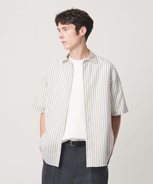 BEAUTY&YOUTH UNITED ARROWS(ビューティーアンドユースユナイテッドアローズ)の「尾州 ストライプ レギュラー ショートスリーブ シャツ GRANDE TAPERD型 ウォッシャブル MADE IN JAPAN(シャツ/ブラウス・メンズ・ダークグレー/ホワイト・L/S/XL/M)」の2枚目の写真