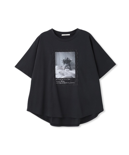 Droite lautreamont(ドロワットロートレアモン)の「チュール重ねフォトTシャツ(Tシャツ/カットソー・レディース・ブラック/ホワイト・M)」の16枚目の写真