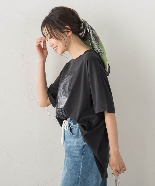 Droite lautreamont(ドロワットロートレアモン)の「チュール重ねフォトTシャツ(Tシャツ/カットソー・レディース・ブラック/ホワイト・M)」の11枚目の写真