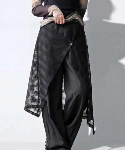 antiqua（アンティカ）の「レイヤード風 ワイドパンツ（その他パンツ・レディース・ブラック/グレー・ONESIZE）」の3枚目の写真