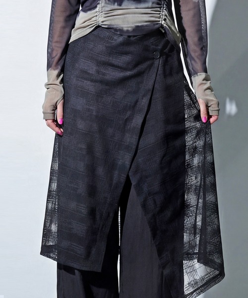 antiqua（アンティカ）の「レイヤード風 ワイドパンツ（その他パンツ・レディース・ブラック/グレー・ONESIZE）」の5枚目の写真