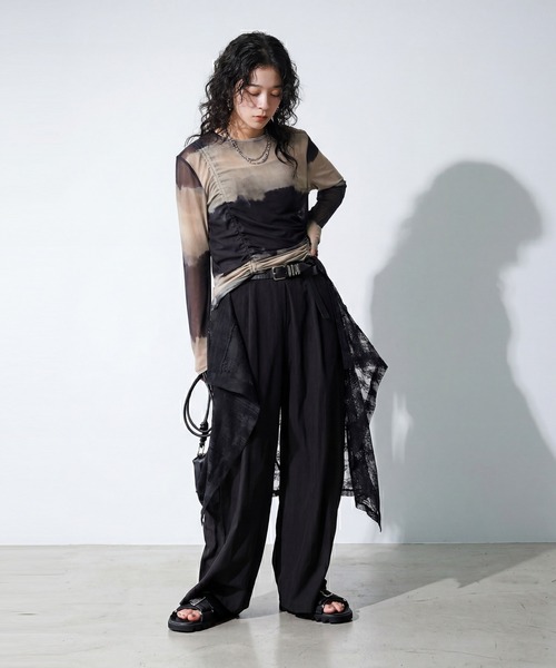 antiqua（アンティカ）の「レイヤード風 ワイドパンツ（その他パンツ・レディース・ブラック/グレー・ONESIZE）」の8枚目の写真
