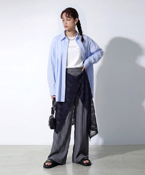 antiqua（アンティカ）の「レイヤード風 ワイドパンツ（その他パンツ・レディース・ブラック/グレー・ONESIZE）」の9枚目の写真