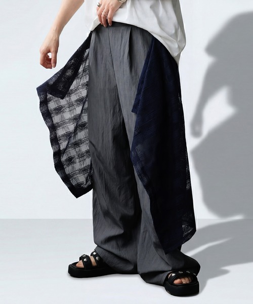 antiqua（アンティカ）の「レイヤード風 ワイドパンツ（その他パンツ・レディース・ブラック/グレー・ONESIZE）」の10枚目の写真