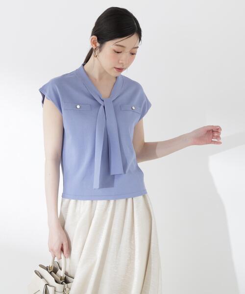 PROPORTION BODY DRESSING(プロポーションボディドレッシング)の「【中川紅葉さん着用】Vネックタイ付きニット / 1216270502(ニット/セーター・レディース・ブルー/ネイビー/ホワイト系その他・MEDIUM/SMALL)」の22枚目の写真