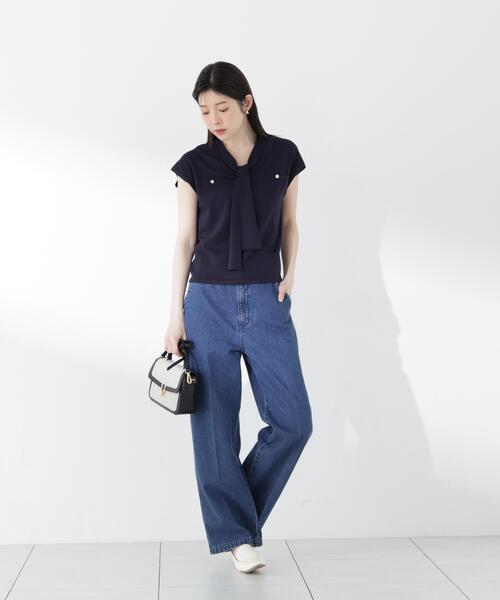 PROPORTION BODY DRESSING(プロポーションボディドレッシング)の「【中川紅葉さん着用】Vネックタイ付きニット / 1216270502(ニット/セーター・レディース・ブルー/ネイビー/ホワイト系その他・MEDIUM/SMALL)」の5枚目の写真