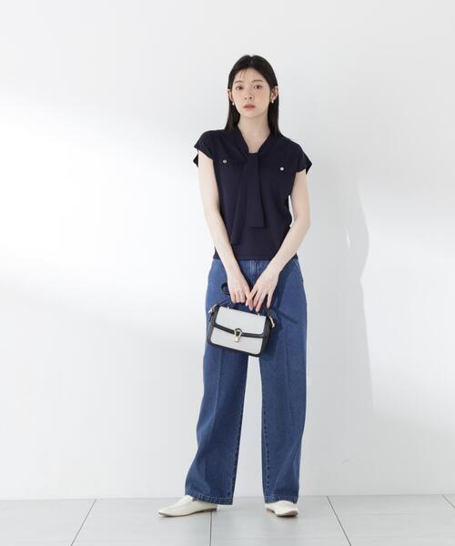 PROPORTION BODY DRESSING(プロポーションボディドレッシング)の「【中川紅葉さん着用】Vネックタイ付きニット / 1216270502(ニット/セーター・レディース・ブルー/ネイビー/ホワイト系その他・MEDIUM/SMALL)」の6枚目の写真