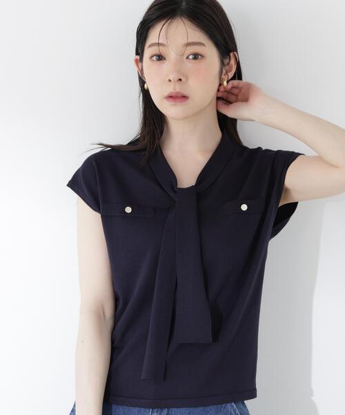 PROPORTION BODY DRESSING(プロポーションボディドレッシング)の「【中川紅葉さん着用】Vネックタイ付きニット / 1216270502(ニット/セーター・レディース・ブルー/ネイビー/ホワイト系その他・MEDIUM/SMALL)」の9枚目の写真