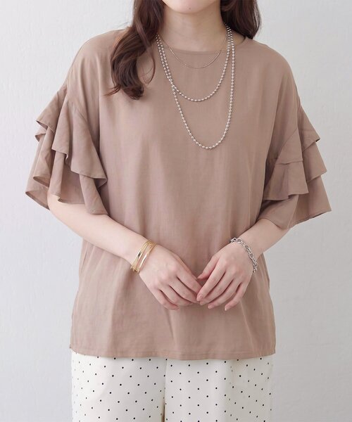 Another Branch olive des olive(アナザーブランチオリーブデオリーブ)の「【WEB限定】【India Series】袖フリルブラウス(シャツ/ブラウス・レディース・ブルー/オフホワイト/レンガ/ベージュ/マスタード/ブラック・FREE)」の3枚目の写真