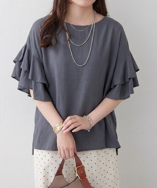 Another Branch olive des olive(アナザーブランチオリーブデオリーブ)の「【WEB限定】【India Series】袖フリルブラウス(シャツ/ブラウス・レディース・ブルー/オフホワイト/レンガ/ベージュ/マスタード/ブラック・FREE)」の4枚目の写真