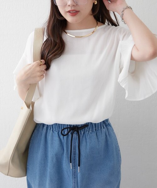 Another Branch olive des olive(アナザーブランチオリーブデオリーブ)の「【WEB限定】【India Series】袖フリルブラウス(シャツ/ブラウス・レディース・ブルー/オフホワイト/レンガ/ベージュ/マスタード/ブラック・FREE)」の8枚目の写真