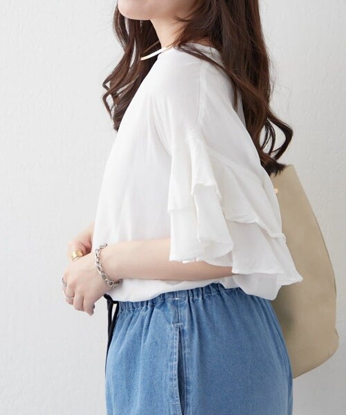 Another Branch olive des olive(アナザーブランチオリーブデオリーブ)の「【WEB限定】【India Series】袖フリルブラウス(シャツ/ブラウス・レディース・ブルー/オフホワイト/レンガ/ベージュ/マスタード/ブラック・FREE)」の9枚目の写真