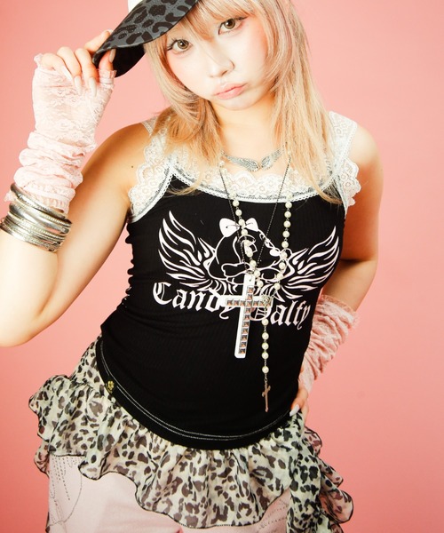 GALFY(ガルフィー)の「【GALFY】小悪魔レースタンク / 【ガルフィー】グラフィックレースタンクトップ(タンクトップ・レディース・ライトグリーン/ブラック/ピンク・ONE SIZE)」の5枚目の写真