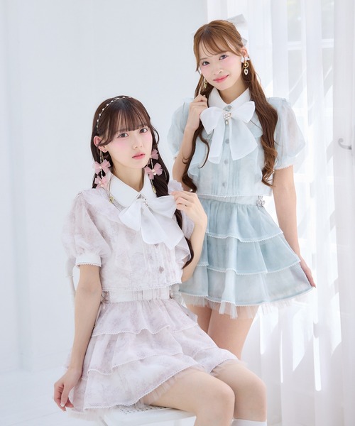 ROJITA（ロジータ）の「【セットアップ対応】ボウタイリボンショートブラウス（シャツ/ブラウス・レディース・ミント/ピンク/アイボリー/ブラック/ブルー・FREE）」の11枚目の写真