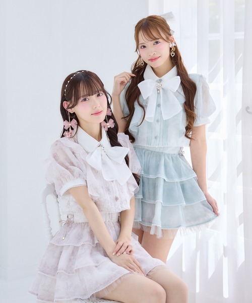 ROJITA（ロジータ）の「【セットアップ対応】ボウタイリボンショートブラウス（シャツ/ブラウス・レディース・ミント/ピンク/アイボリー/ブラック/ブルー・FREE）」の12枚目の写真