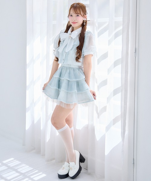 ROJITA（ロジータ）の「【セットアップ対応】ボウタイリボンショートブラウス（シャツ/ブラウス・レディース・ミント/ピンク/アイボリー/ブラック/ブルー・FREE）」の17枚目の写真