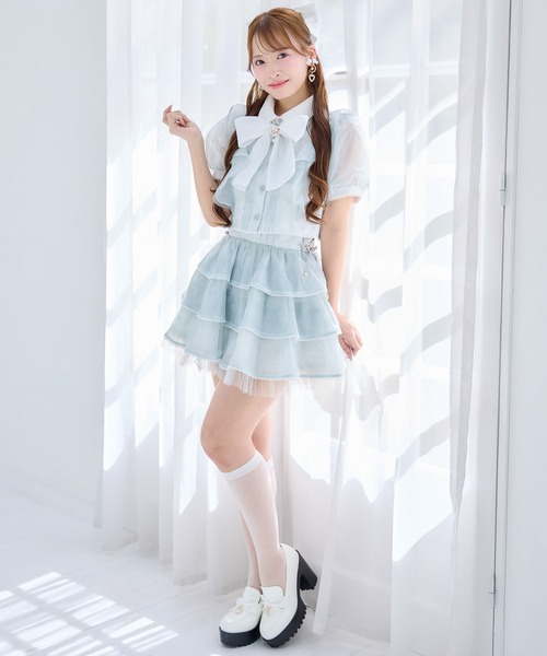 ROJITA（ロジータ）の「【セットアップ対応】ボウタイリボンショートブラウス（シャツ/ブラウス・レディース・ミント/ピンク/アイボリー/ブラック/ブルー・FREE）」の18枚目の写真