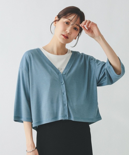 GLOBAL WORK(グローバルワーク)の「UVカットカーディガン6分袖/647559(カーディガン/ボレロ・レディース・ブラック/サックスブルー/ホワイト/ダークグレー・SHORT/REGULAR)」の4枚目の写真