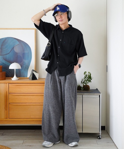ZOZOMARKET by idaka(ゾゾマーケットバイイダカ)の「【インフルエンサー idakaセレクト】ダブルガーゼシャツ(シャツ/ブラウス・メンズ・ブラック/ライム・M/L)」の3枚目の写真