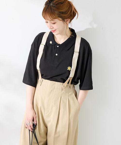B.C STOCK(ベーセーストック)の「THE FOX / ザ フォックス ex flower emb ポロシャツ(ポロシャツ・メンズ・ブラック・LARGE/MEDIUM)」の5枚目の写真