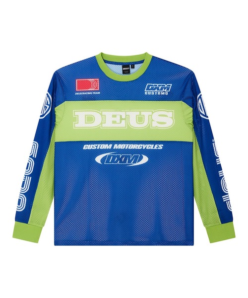 DEUS EX MACHINA(デウスエクスマキナ)の「STEP OUT MOTO JERSEY(Tシャツ/カットソー・メンズ・ブルー/ホワイト×レッド・M/L)」の7枚目の写真
