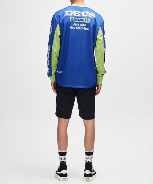 DEUS EX MACHINA(デウスエクスマキナ)の「STEP OUT MOTO JERSEY(Tシャツ/カットソー・メンズ・ブルー/ホワイト×レッド・M/L)」の6枚目の写真
