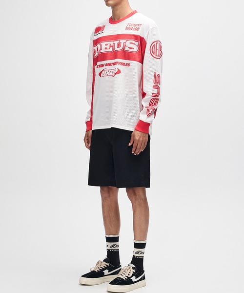 DEUS EX MACHINA(デウスエクスマキナ)の「STEP OUT MOTO JERSEY(Tシャツ/カットソー・メンズ・ブルー/ホワイト×レッド・M/L)」の13枚目の写真