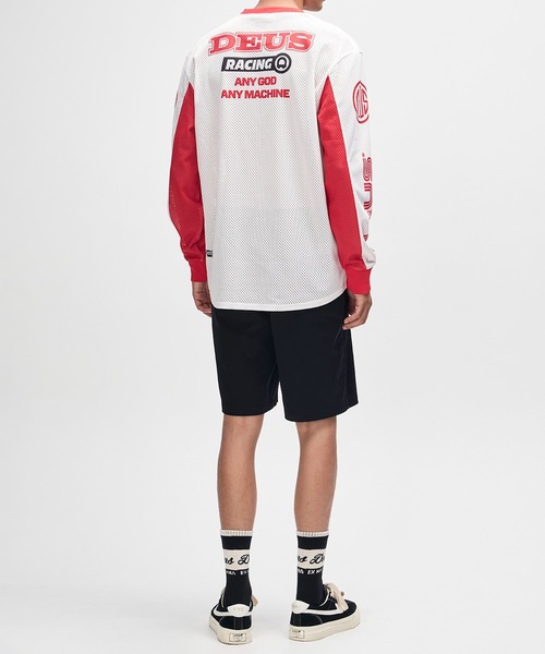 DEUS EX MACHINA(デウスエクスマキナ)の「STEP OUT MOTO JERSEY(Tシャツ/カットソー・メンズ・ブルー/ホワイト×レッド・M/L)」の14枚目の写真