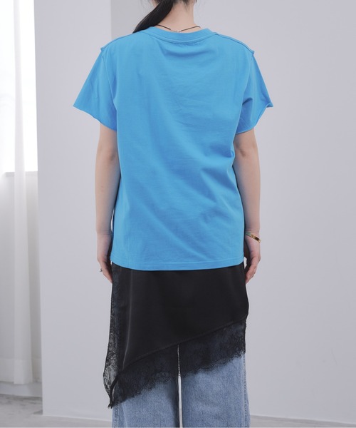 Pqran(クラン)の「ホース刺繍カレッジプリントTシャツ(Tシャツ/カットソー・レディース・ブルー/オフホワイト・FREE)」の14枚目の写真