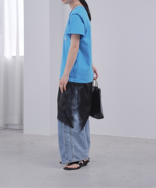 Pqran(クラン)の「ホース刺繍カレッジプリントTシャツ(Tシャツ/カットソー・レディース・ブルー/オフホワイト・FREE)」の17枚目の写真