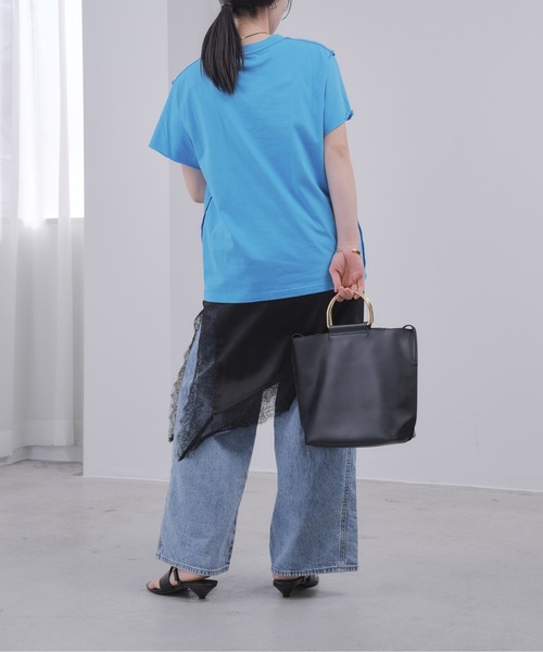 Pqran(クラン)の「ホース刺繍カレッジプリントTシャツ(Tシャツ/カットソー・レディース・ブルー/オフホワイト・FREE)」の18枚目の写真