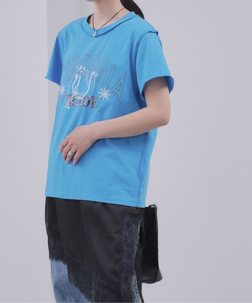 Pqran(クラン)の「ホース刺繍カレッジプリントTシャツ(Tシャツ/カットソー・レディース・ブルー/オフホワイト・FREE)」の20枚目の写真