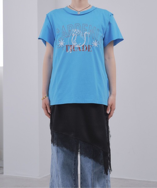 Pqran(クラン)の「ホース刺繍カレッジプリントTシャツ(Tシャツ/カットソー・レディース・ブルー/オフホワイト・FREE)」の11枚目の写真