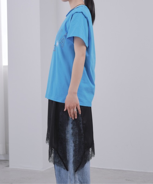 Pqran(クラン)の「ホース刺繍カレッジプリントTシャツ(Tシャツ/カットソー・レディース・ブルー/オフホワイト・FREE)」の13枚目の写真