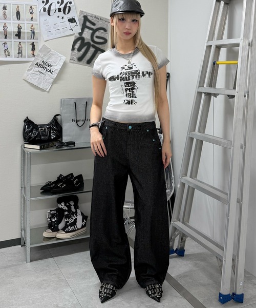 Figments(フィグメンツ)の「ウエスタントラウザー(デニムパンツ・レディース・ブラック・LARGE/MEDIUM/SMALL)」の2枚目の写真