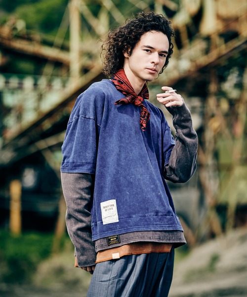 glamb(グラム)の「Ticket Tag Tri Layered Cutsew / チケットタグトライレイヤードカットソー(Tシャツ/カットソー・メンズ・ブラック/ネイビー/イエロー・S/M/L)」の3枚目の写真