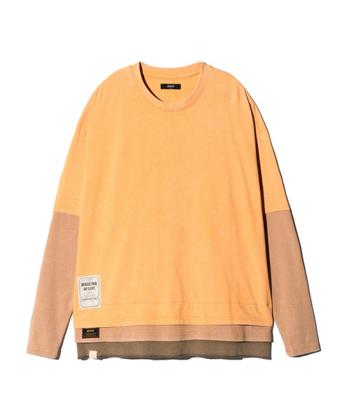 glamb(グラム)の「Ticket Tag Tri Layered Cutsew / チケットタグトライレイヤードカットソー(Tシャツ/カットソー・メンズ・ブラック/ネイビー/イエロー・S/M/L)」の6枚目の写真
