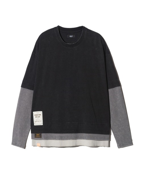 glamb(グラム)の「Ticket Tag Tri Layered Cutsew / チケットタグトライレイヤードカットソー(Tシャツ/カットソー・メンズ・ブラック/ネイビー/イエロー・S/M/L)」の4枚目の写真