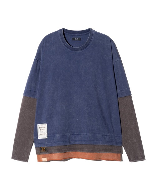 glamb(グラム)の「Ticket Tag Tri Layered Cutsew / チケットタグトライレイヤードカットソー(Tシャツ/カットソー・メンズ・ブラック/ネイビー/イエロー・S/M/L)」の5枚目の写真
