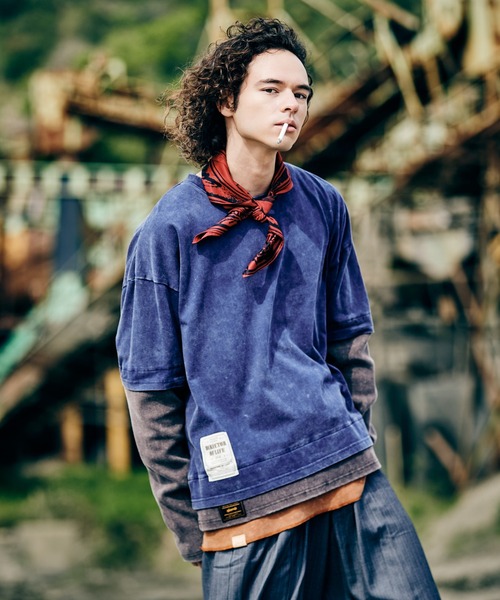 glamb(グラム)の「Ticket Tag Tri Layered Cutsew / チケットタグトライレイヤードカットソー(Tシャツ/カットソー・メンズ・ブラック/ネイビー/イエロー・S/M/L)」の15枚目の写真
