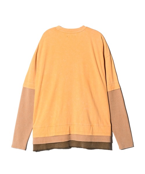 glamb(グラム)の「Ticket Tag Tri Layered Cutsew / チケットタグトライレイヤードカットソー(Tシャツ/カットソー・メンズ・ブラック/ネイビー/イエロー・S/M/L)」の7枚目の写真