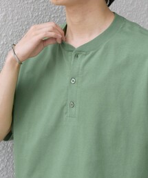 SHIPS any:〈接触冷感/吸水速乾/UVカット/遮熱〉Raylock ヘンリーネック Tシャツ◇
