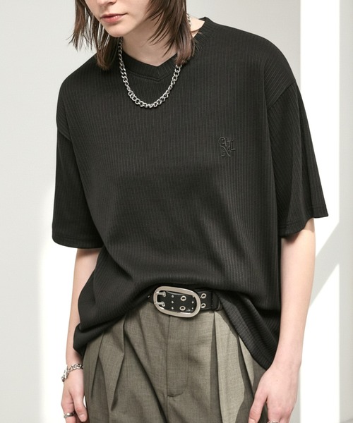 Alfred Alex（アルフレッドアレックス）の「【Alfred Alex】Refined Rib Regular Fit Tee / テレコリブ レギュラーフィットTシャツ（Tシャツ/カットソー・メンズ・チャコール/ホワイト系/オフホワイト/カーキブラウン/ブラック/ブラック系・L/M）」の4枚目の写真