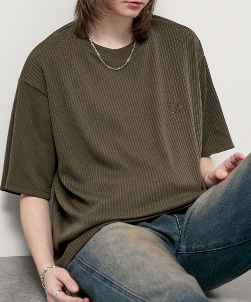 Alfred Alex（アルフレッドアレックス）の「【Alfred Alex】Refined Rib Regular Fit Tee / テレコリブ レギュラーフィットTシャツ（Tシャツ/カットソー・メンズ・チャコール/ホワイト系/オフホワイト/カーキブラウン/ブラック/ブラック系・L/M）」の8枚目の写真