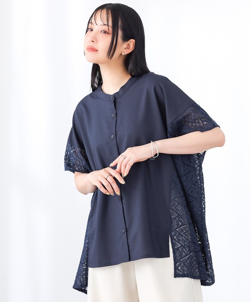 n'OrLABEL(ノアールレーベル)の「レース切替ドルマンブラウス(シャツ/ブラウス・レディース・オフホワイト/ブラック/ネイビー・FREE)」の6枚目の写真