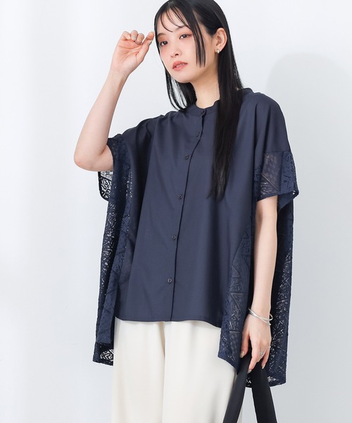n'OrLABEL(ノアールレーベル)の「レース切替ドルマンブラウス(シャツ/ブラウス・レディース・オフホワイト/ブラック/ネイビー・FREE)」の9枚目の写真