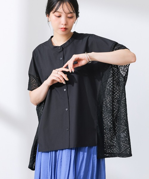 n'OrLABEL(ノアールレーベル)の「レース切替ドルマンブラウス(シャツ/ブラウス・レディース・オフホワイト/ブラック/ネイビー・FREE)」の15枚目の写真