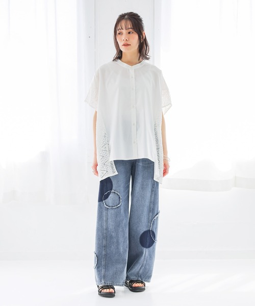 n'OrLABEL(ノアールレーベル)の「レース切替ドルマンブラウス(シャツ/ブラウス・レディース・オフホワイト/ブラック/ネイビー・FREE)」の19枚目の写真